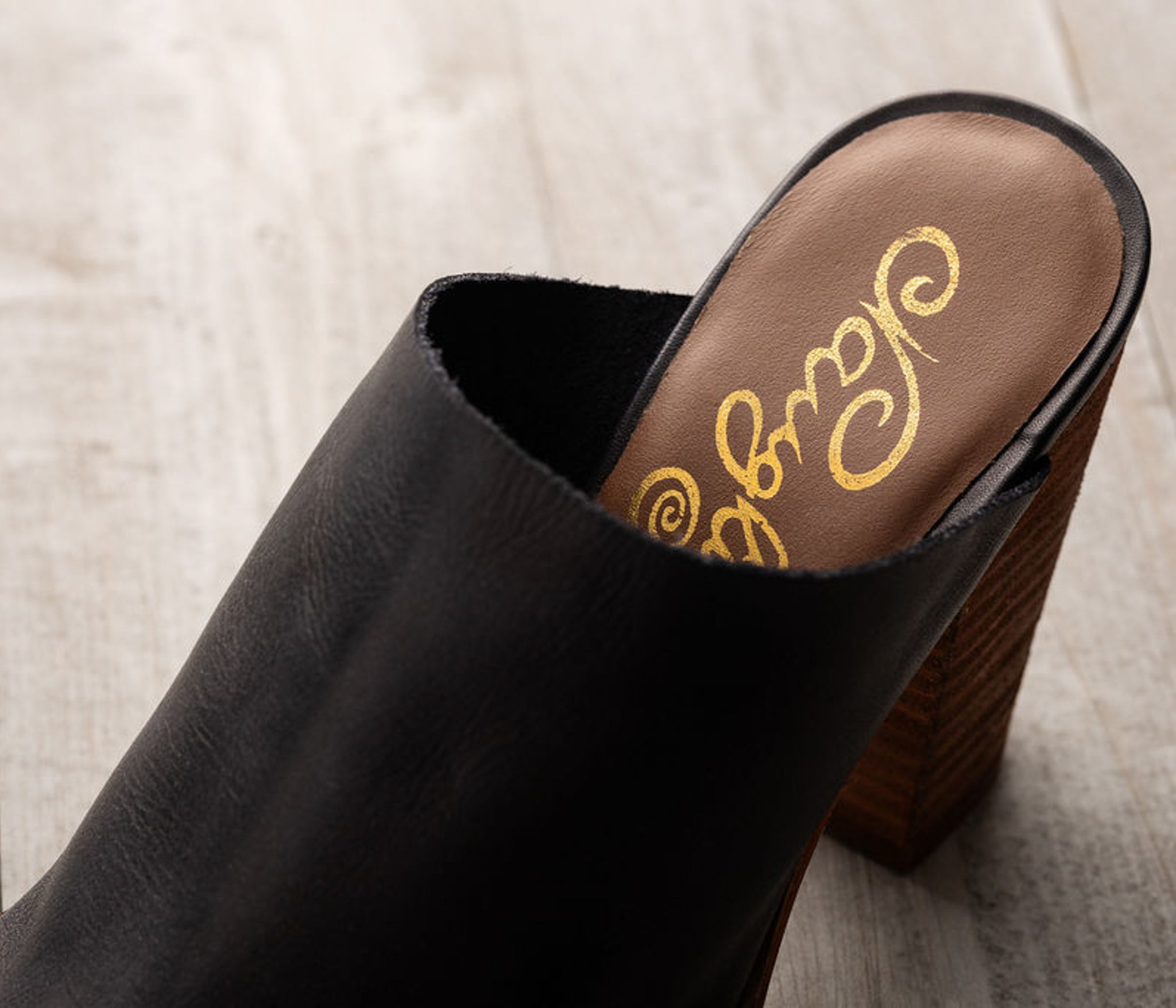 Hallie Black Heeled Sandal Leather Upper Padded Footbed Naughty Monkey