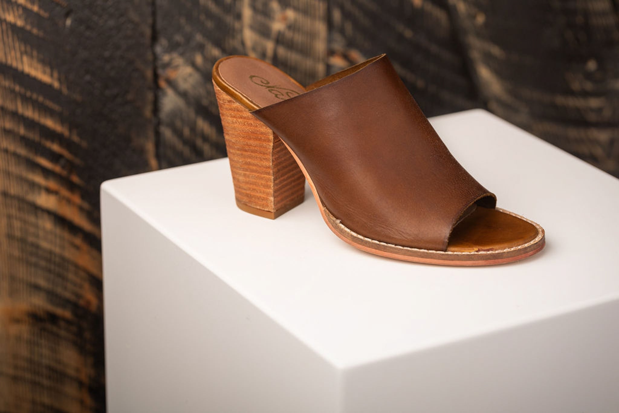 Hallie Heeled Sandal Tan Padded Footbed 3 Inch Heel Naughty Monkey