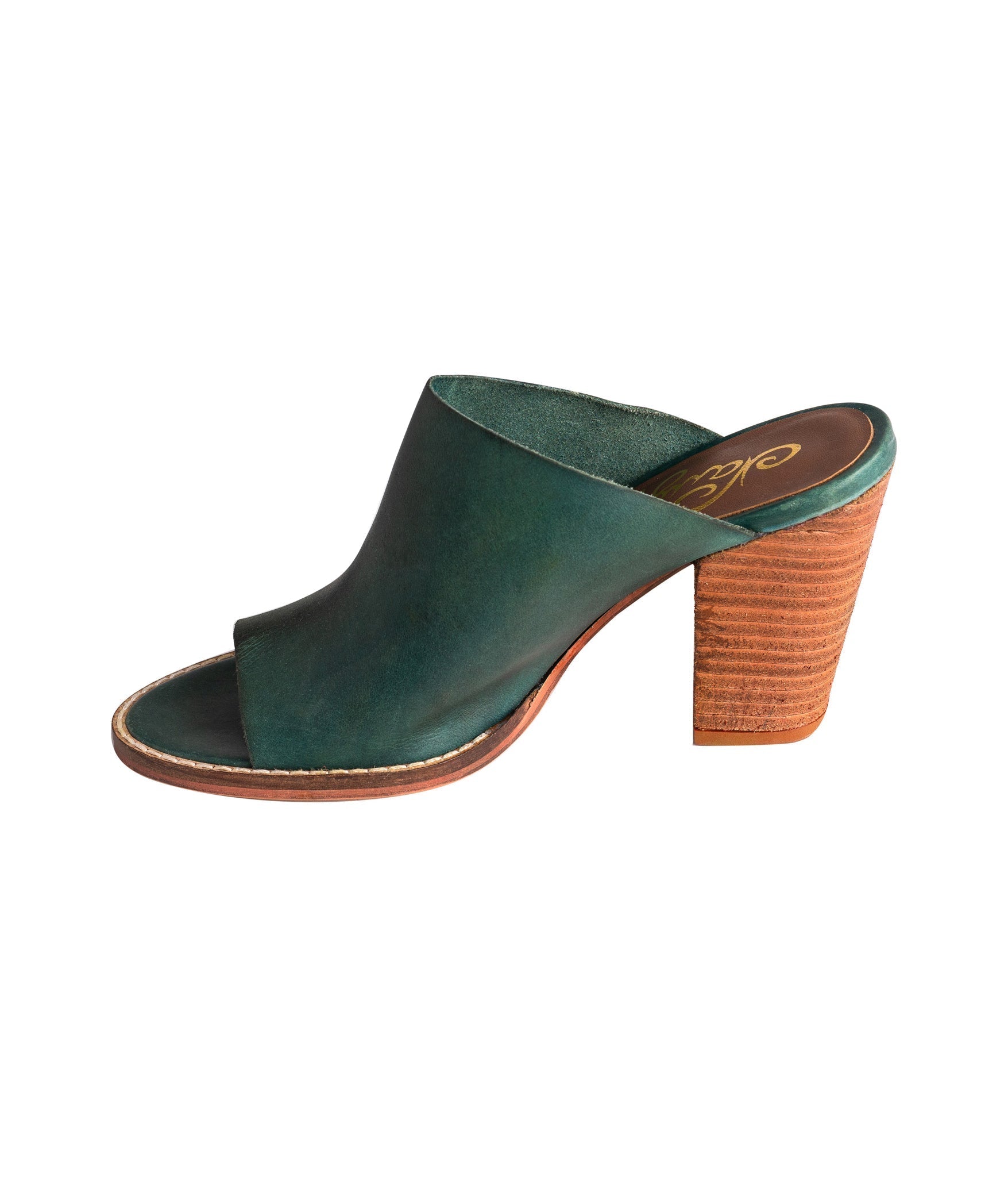 Hallie Teal Heeled Sandal Leather Upper Padded Footbed Naughty Monkey