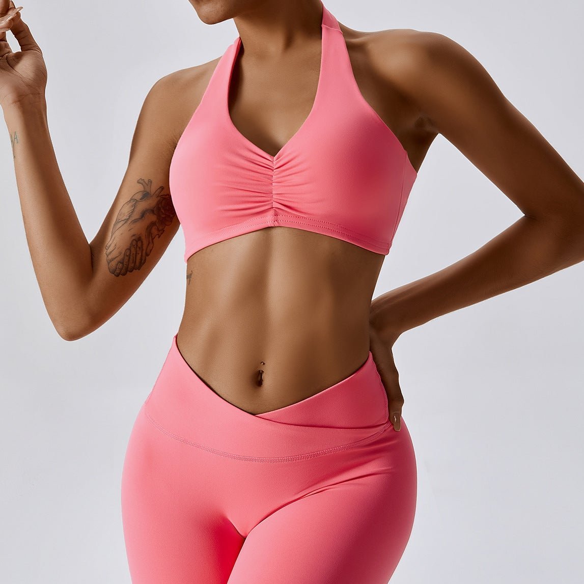 Halter Ruched Bra Rockstar Peach