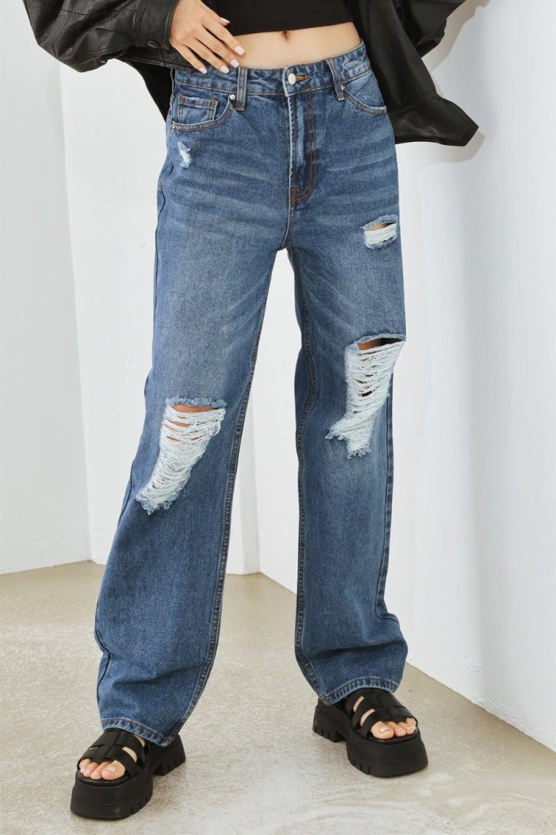 HAMMER COLLECTION Distressed High Waist Jeans for Women - Love Salve 