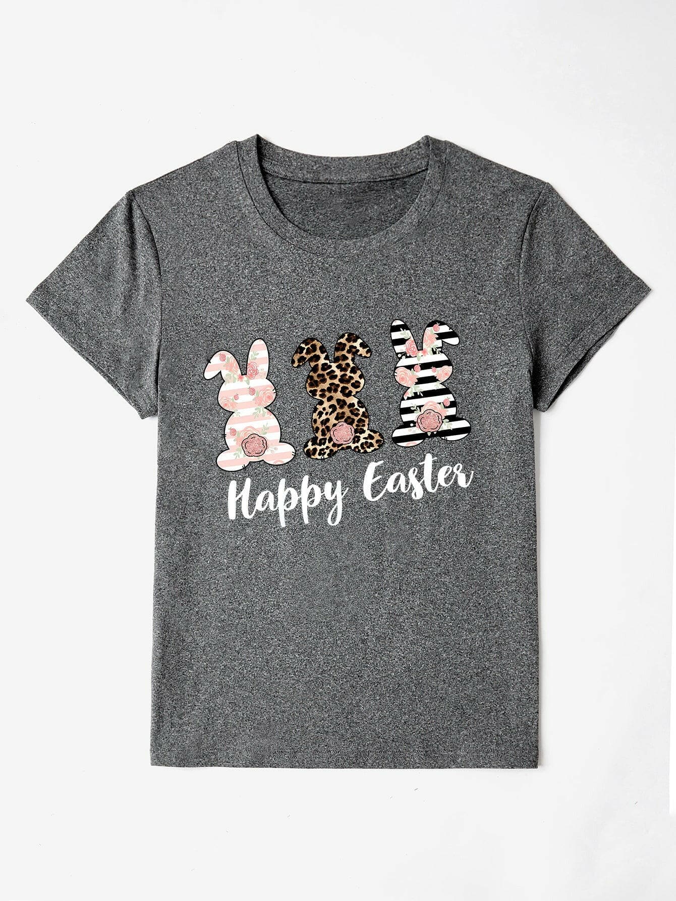 HAPPY EASTER Round Neck Short Sleeve T-Shirt - Love Salve