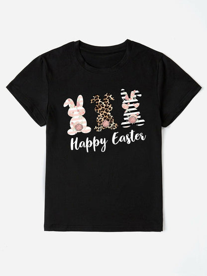 HAPPY EASTER Round Neck Short Sleeve T-Shirt - Love Salve