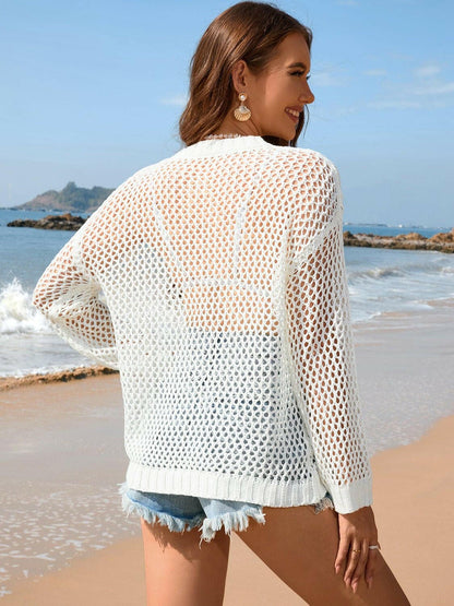 Heart Openwork Long Sleeve Cover-Up - Love Salve