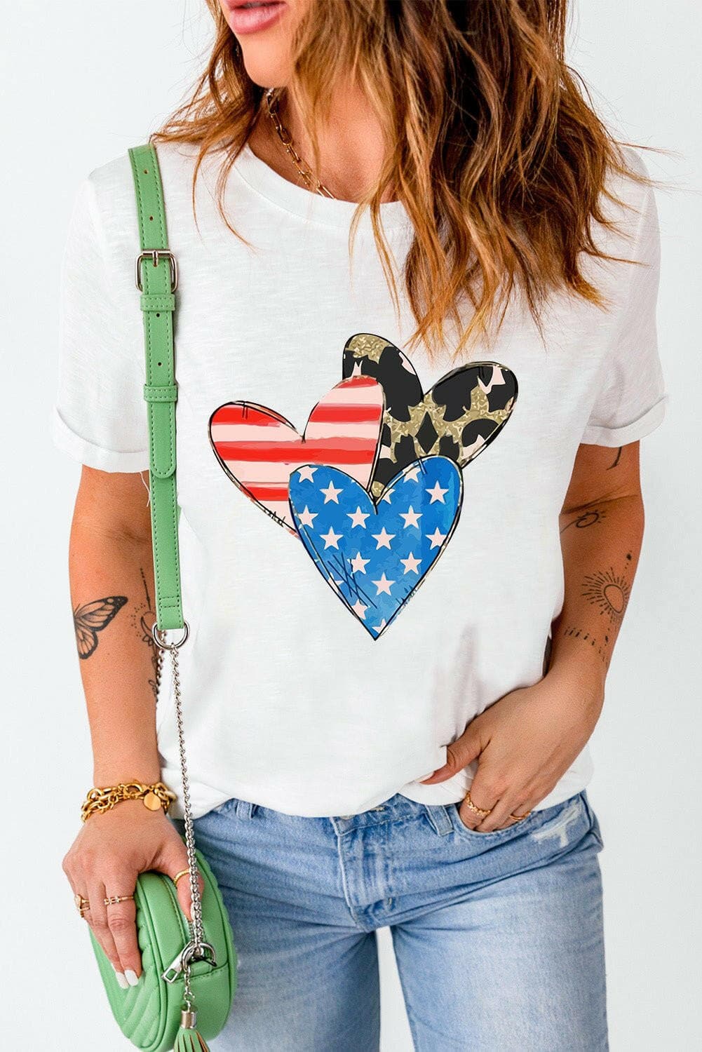 Heart Round Neck Short Sleeve T-Shirt - Love Salve