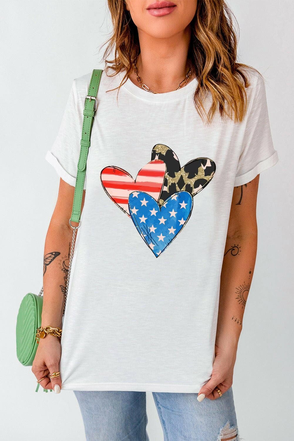 Heart Round Neck Short Sleeve T-Shirt - Love Salve