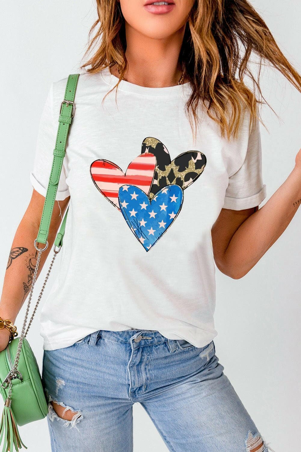 Heart Round Neck Short Sleeve T-Shirt - Love Salve