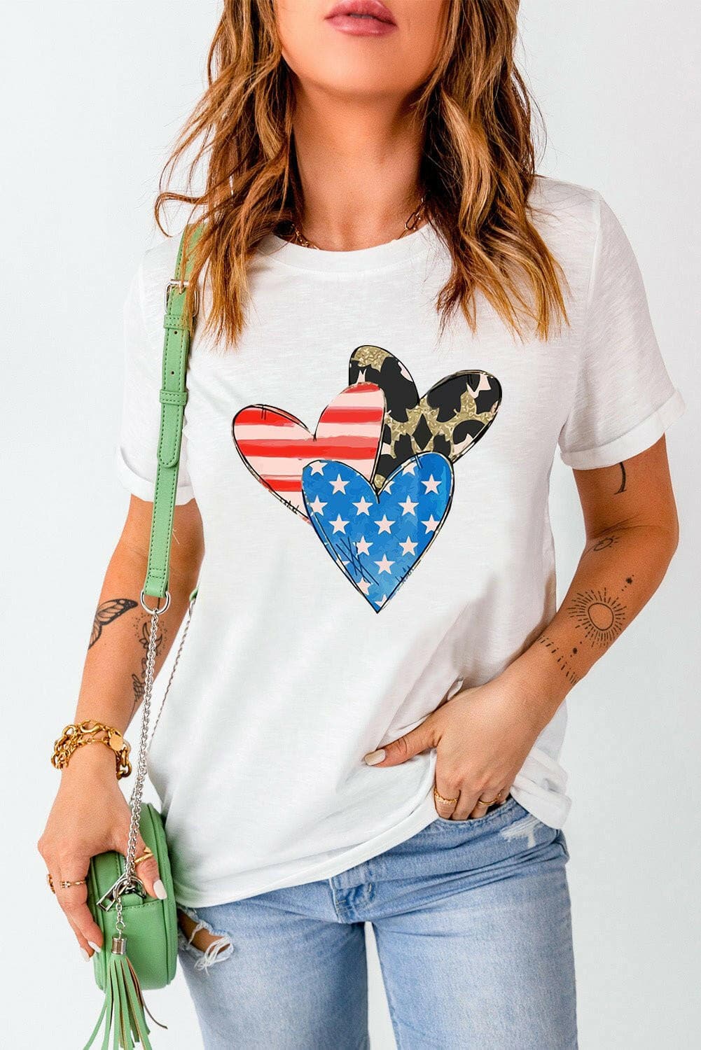 Heart Round Neck Short Sleeve T-Shirt - Love Salve