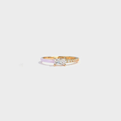 Heart Shape Inlaid Zircon Enamel Ring - Love Salve