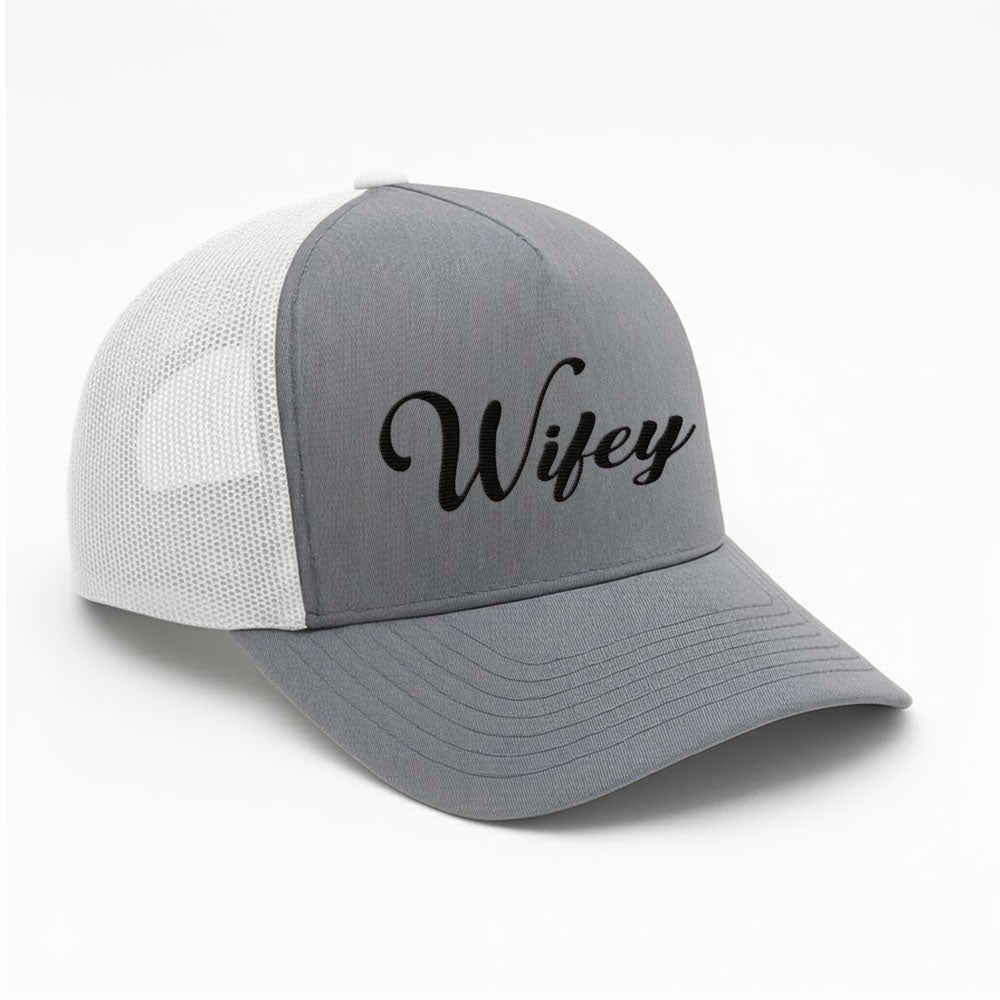 Embroidered Wifey Trucker Hat – Classic Mesh Cap for Wedding or Anniversary Adorb.co