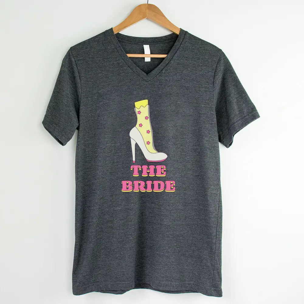 🍾 Team Bride & The Bride 💍 Bachelorette Party Matching V-Neck T-Shirts Adorb.co