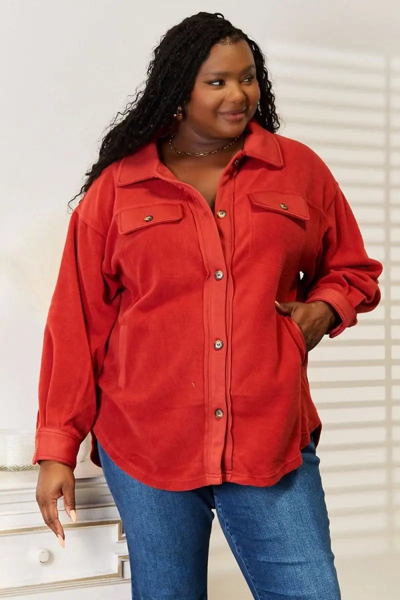 Heimish Cozy Girl Full Size Button Down Shacket - Love Salve 