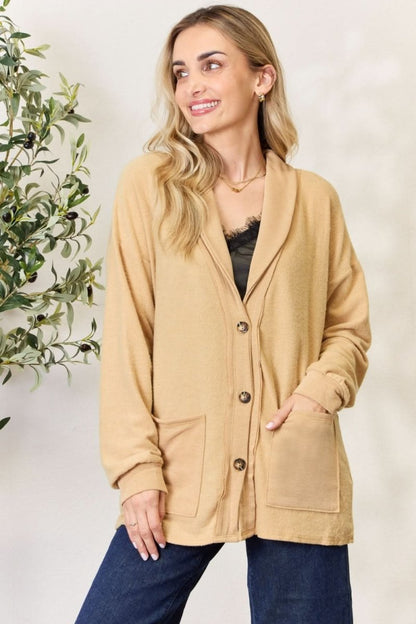 Heimish Full Size Button Up Long Sleeve Cardigan - Love Salve 