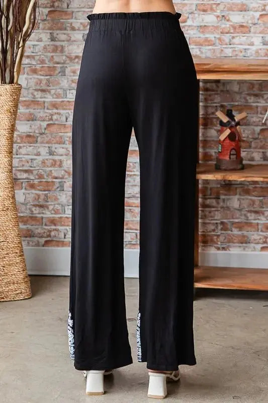 Heimish Full Size Solid Damask Casual Pants Plus Size Stylish - Love Salve 