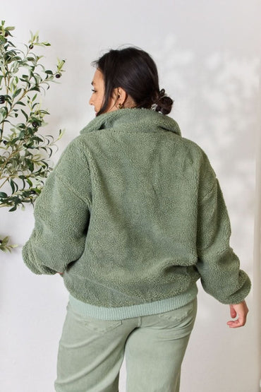 Heimish Full Size Zip Up Collared Neck Jacket - Love Salve 