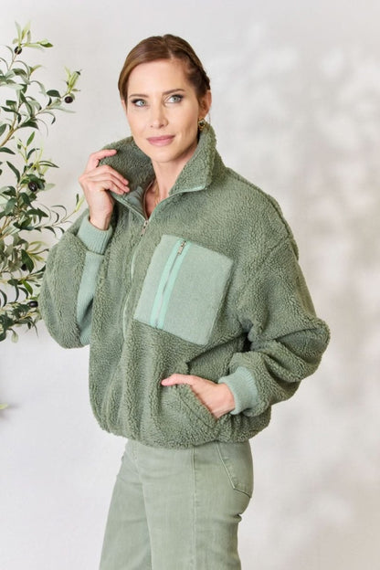 Heimish Full Size Zip Up Collared Neck Jacket - Love Salve 