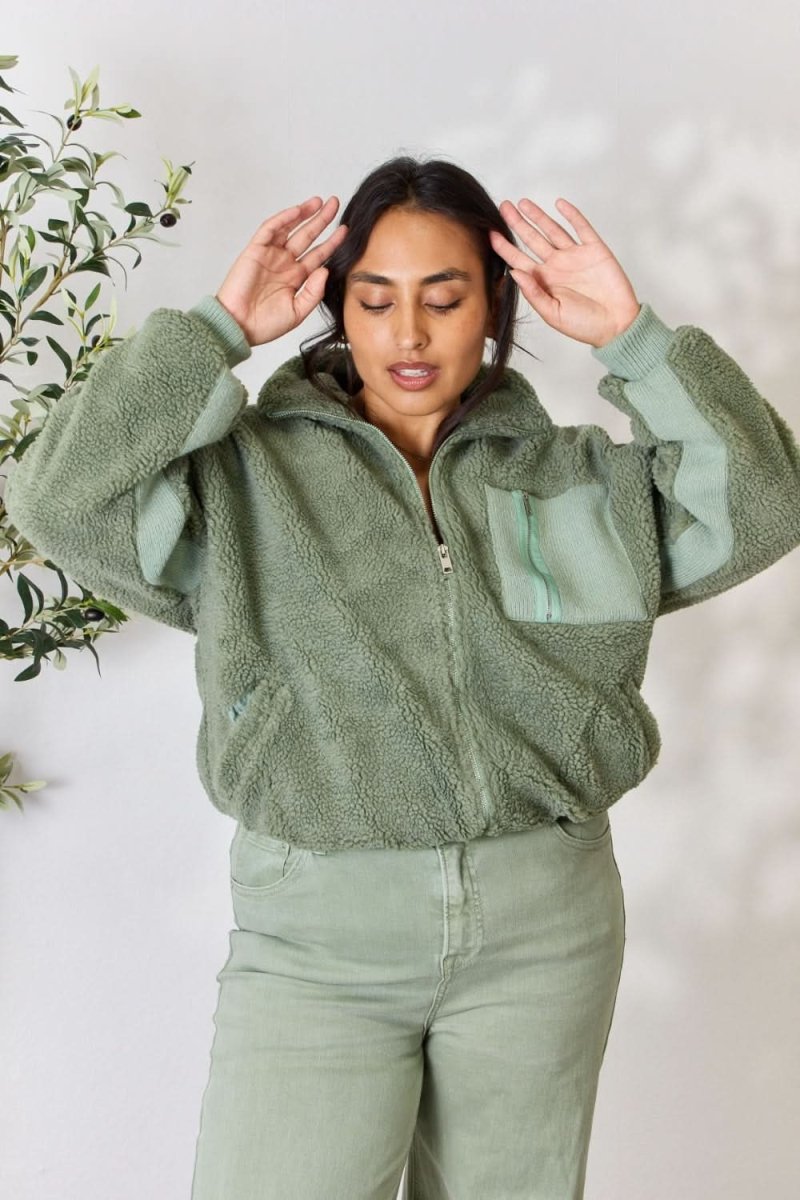 Heimish Full Size Zip Up Collared Neck Jacket - Love Salve 