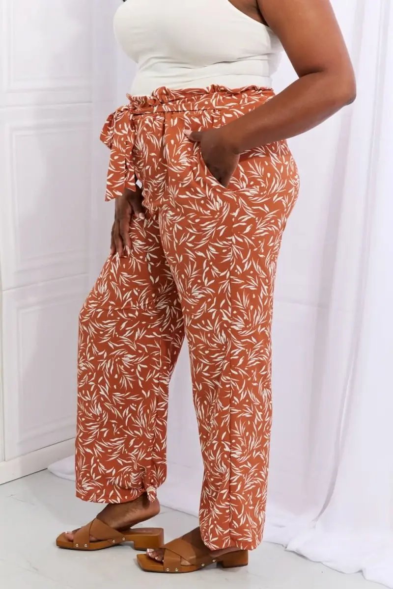 Heimish Right Angle Full Size Geometric Printed Pants in Red Orange - Love Salve 