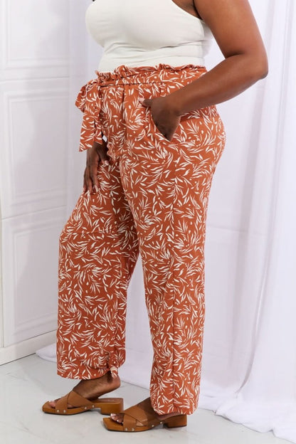 Heimish Right Angle Full Size Geometric Printed Pants in Red Orange - Love Salve 