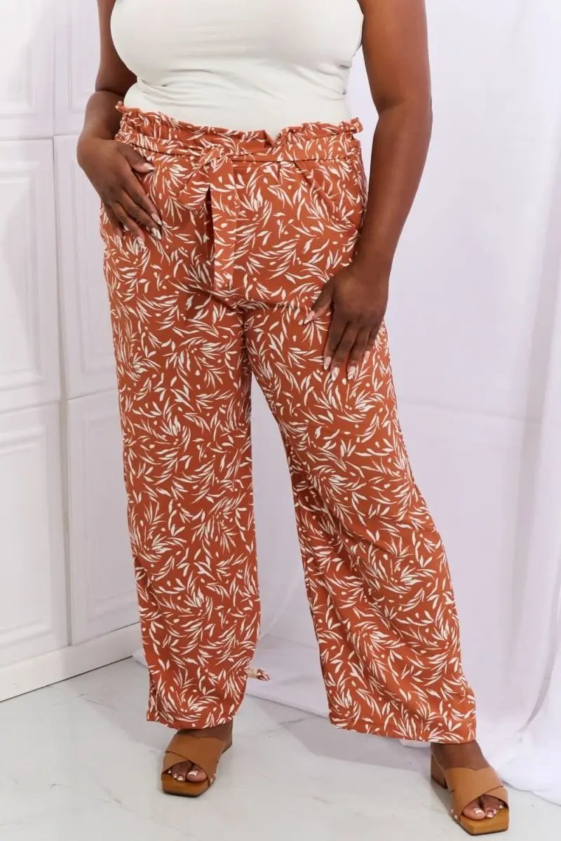 Heimish Right Angle Full Size Geometric Printed Pants in Red Orange - Love Salve 
