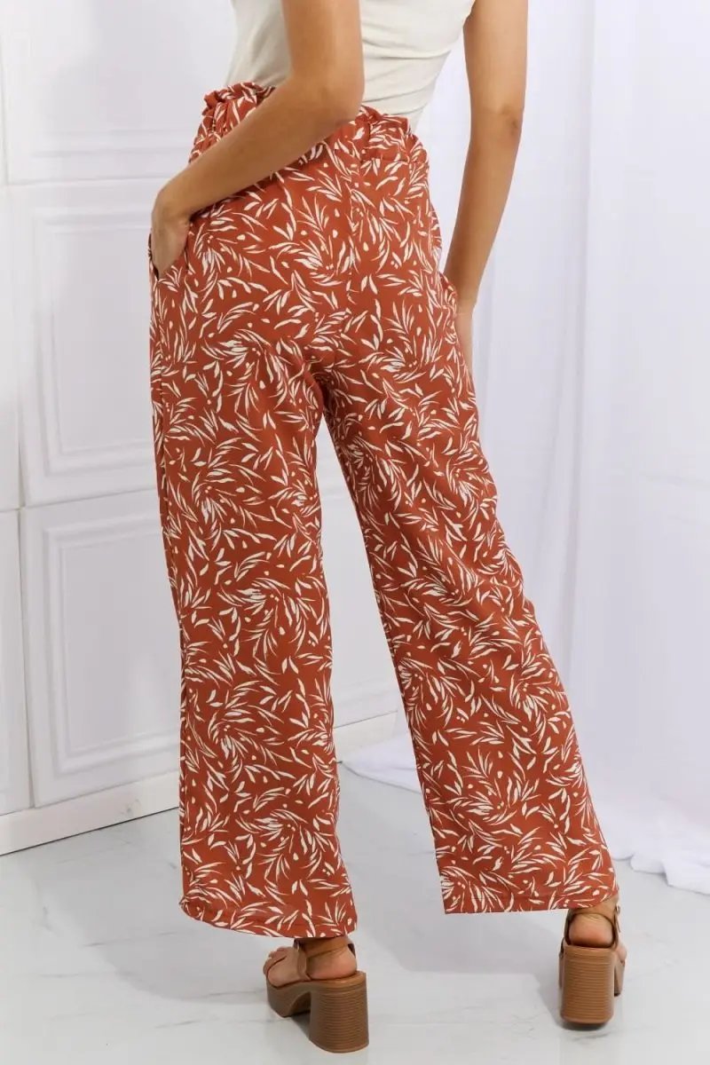 Heimish Right Angle Full Size Geometric Printed Pants in Red Orange - Love Salve 