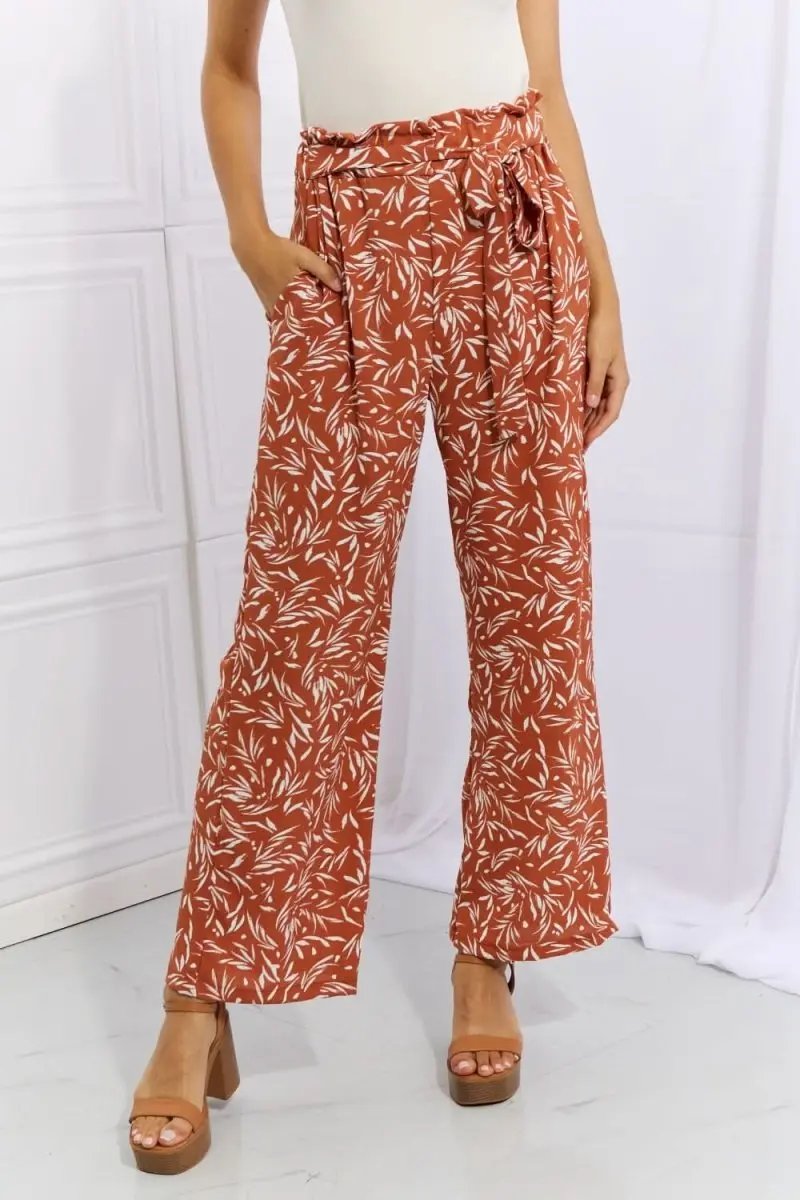 Heimish Right Angle Full Size Geometric Printed Pants in Red Orange - Love Salve 