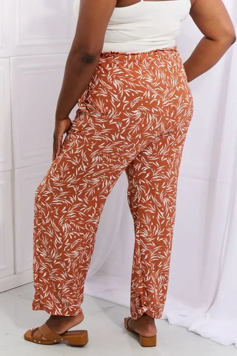 Heimish Right Angle Full Size Geometric Printed Pants in Red Orange - Love Salve 