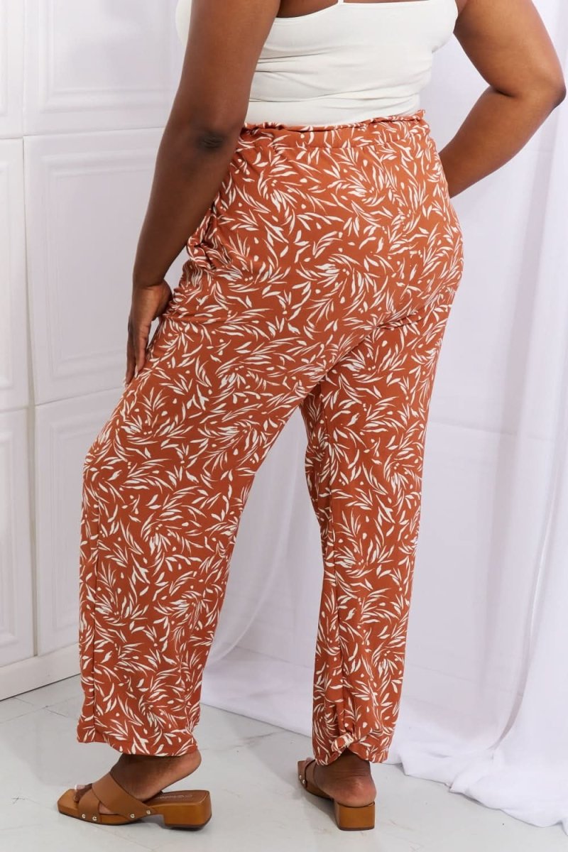 Heimish Right Angle Full Size Geometric Printed Pants in Red Orange - Love Salve 