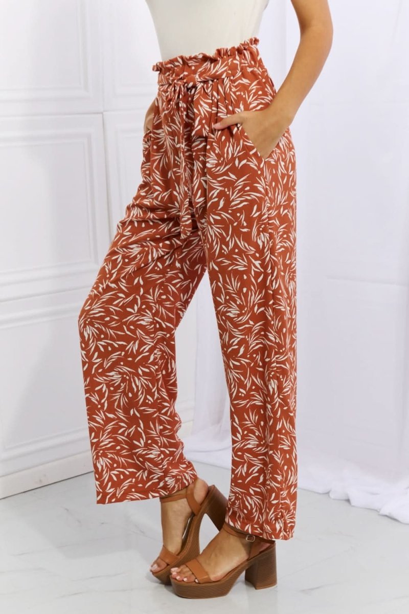 Heimish Right Angle Full Size Geometric Printed Pants in Red Orange - Love Salve 