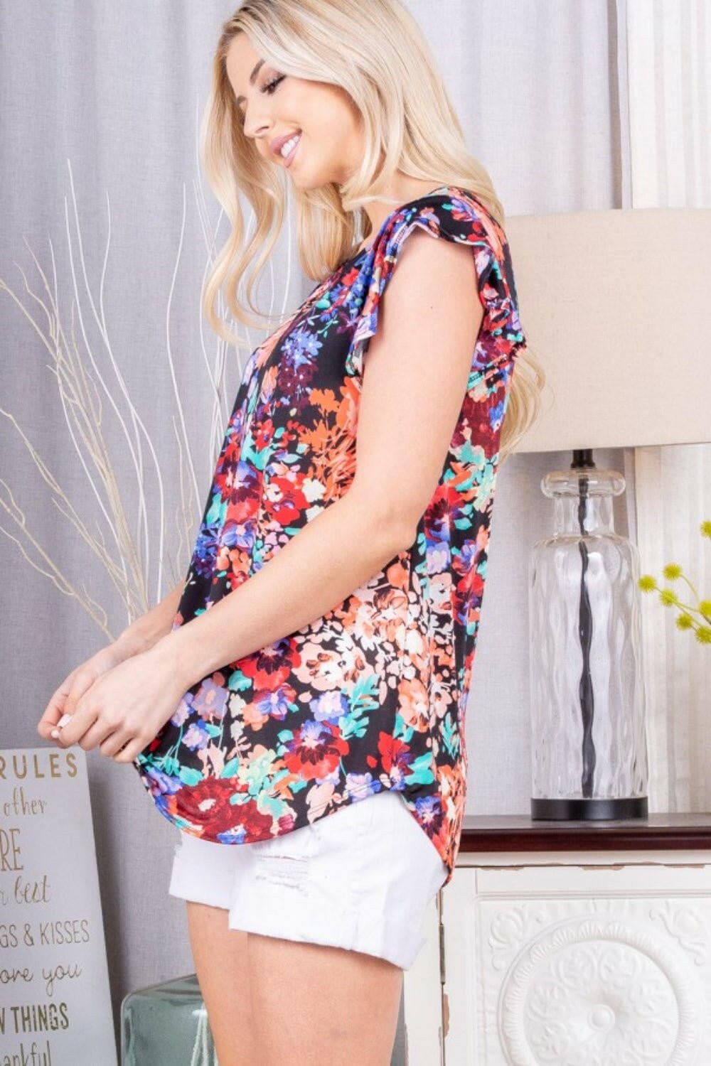 Heimish Ruffle Sleeve Floral Top - Love Salve