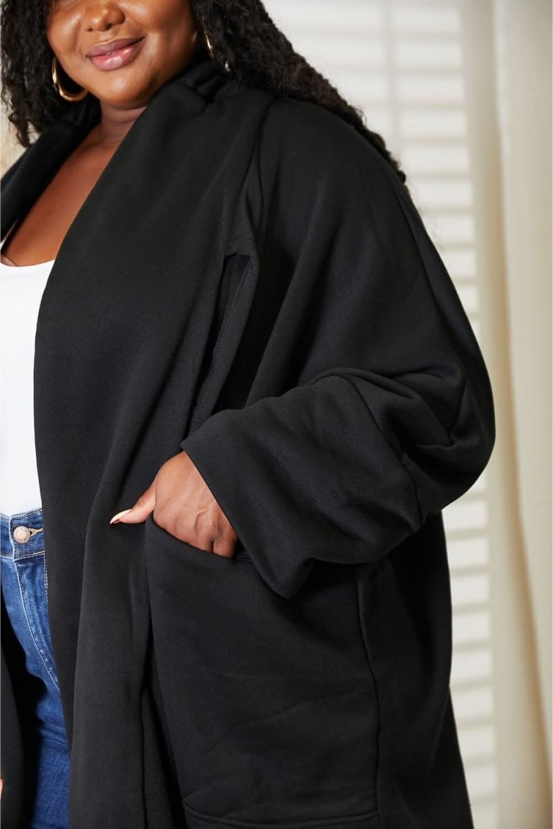 HEYSON Full Size Open Front Cardigan with Scarf Design - Love Salve 