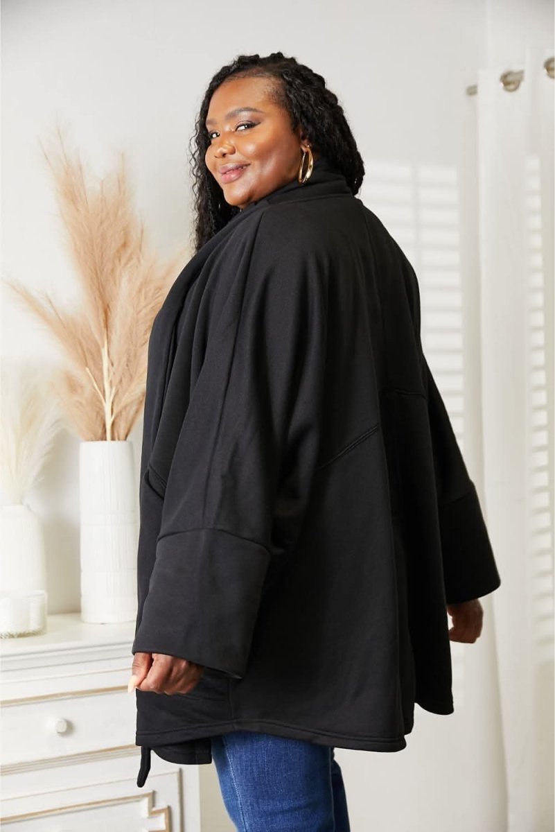 HEYSON Full Size Open Front Cardigan with Scarf Design - Love Salve 