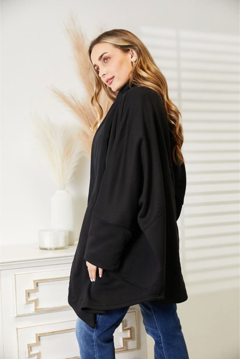 HEYSON Full Size Open Front Cardigan with Scarf Design - Love Salve 