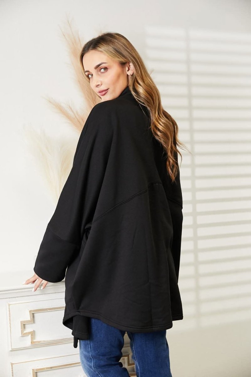HEYSON Full Size Open Front Cardigan with Scarf Design - Love Salve 
