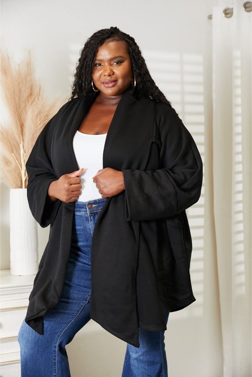 HEYSON Full Size Open Front Cardigan with Scarf Design - Love Salve 