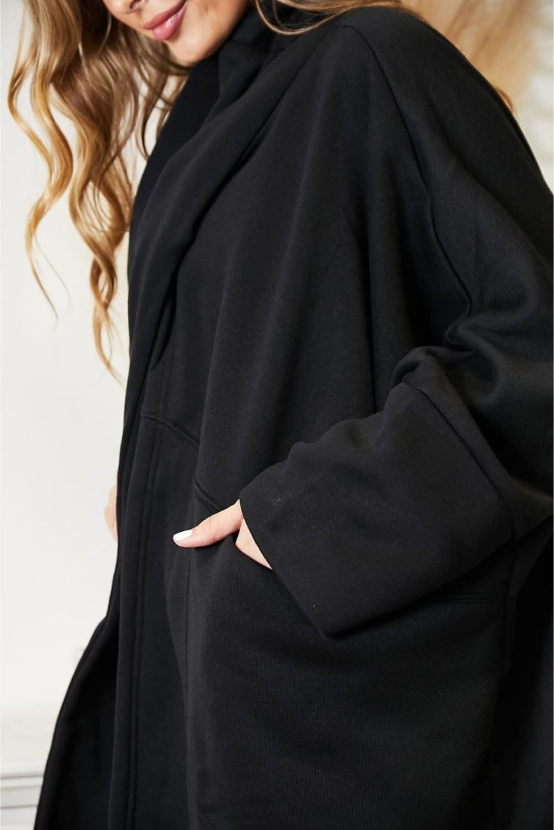 HEYSON Full Size Open Front Cardigan with Scarf Design - Love Salve 