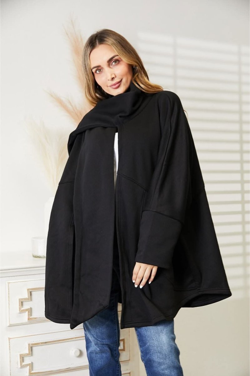 HEYSON Full Size Open Front Cardigan with Scarf Design - Love Salve 