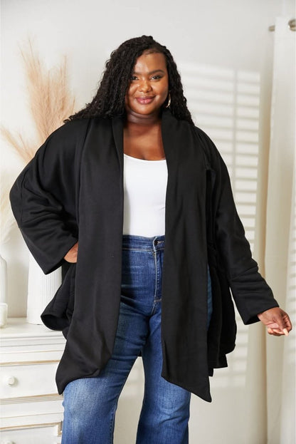 HEYSON Full Size Open Front Cardigan with Scarf Design - Love Salve 