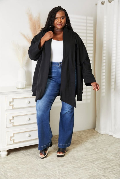 HEYSON Full Size Open Front Cardigan with Scarf Design - Love Salve 