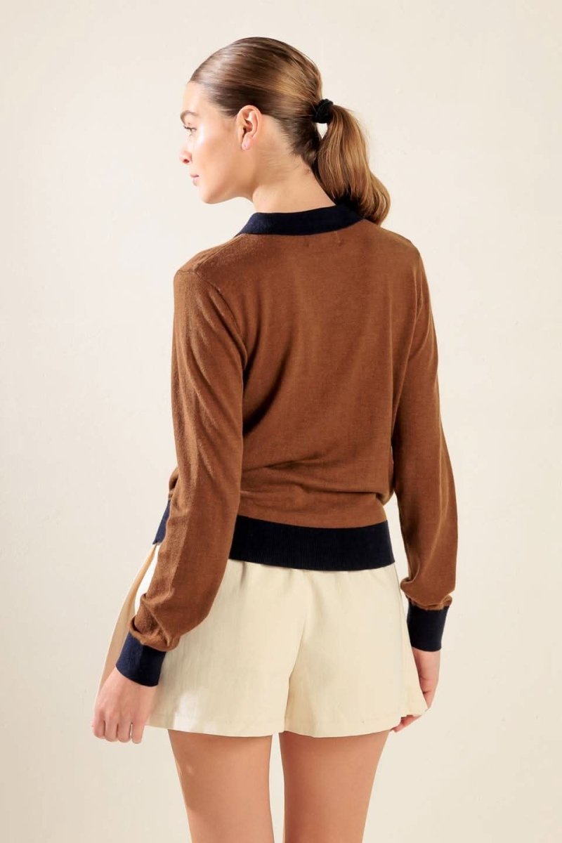 HIDDEN REFLECTIONS SWEATER POLO TOP - Love Salve
