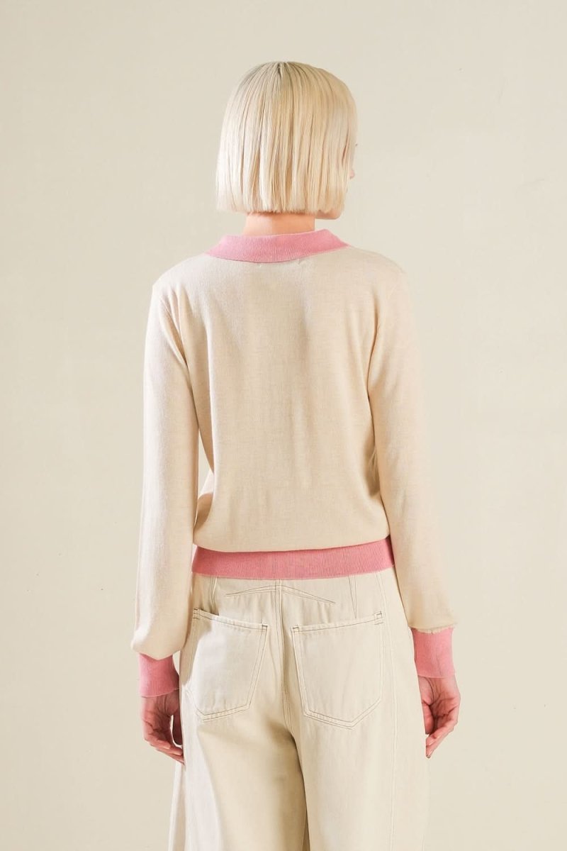 HIDDEN REFLECTIONS SWEATER POLO TOP - Love Salve