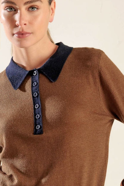 HIDDEN REFLECTIONS SWEATER POLO TOP - Love Salve