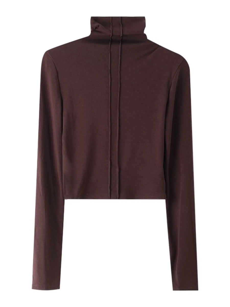 High Neck Long Sleeve Cropped T-Shirt - Love Salve