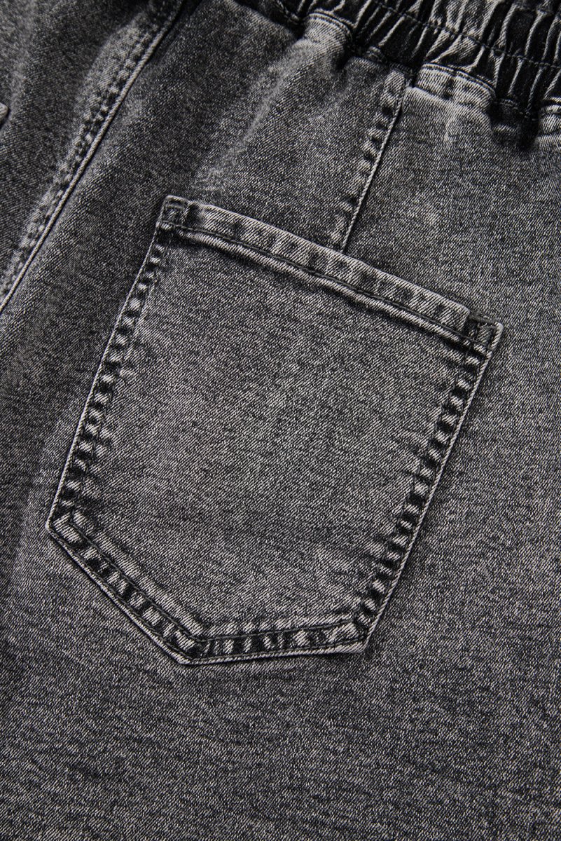 High-Rise Drawstring High Waist Casual Denim Shorts with Pockets - Love Salve 