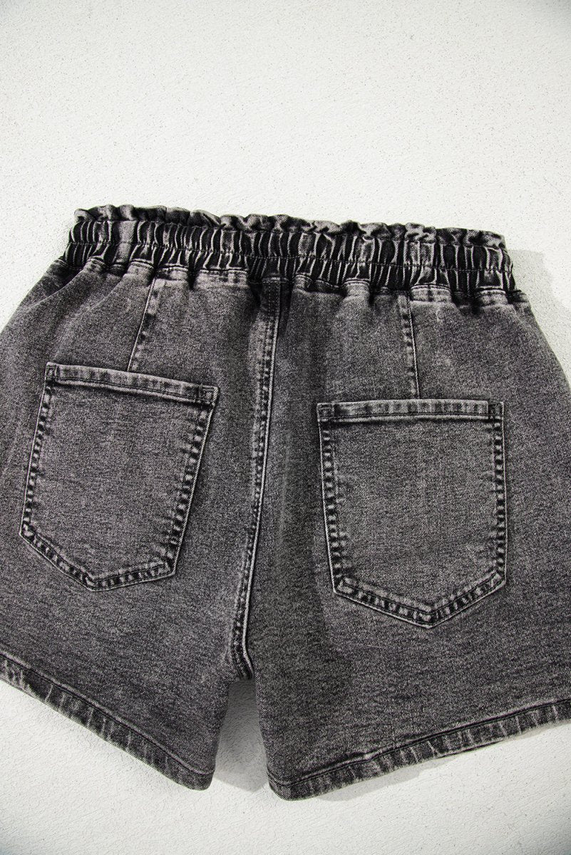 High-Rise Drawstring High Waist Casual Denim Shorts with Pockets - Love Salve 