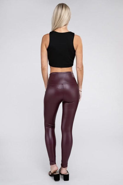 High Rise Faux Leather Leggings - Love Salve