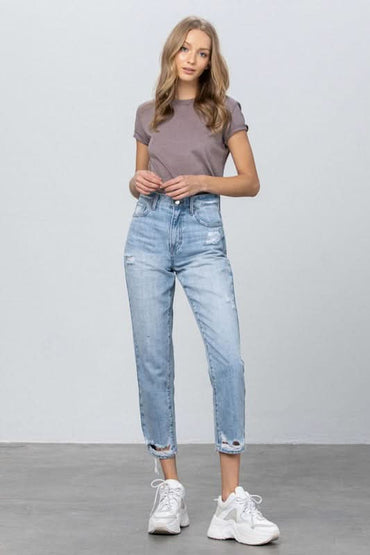 HIGH RISE TAPERED JEANS - Love Salve 