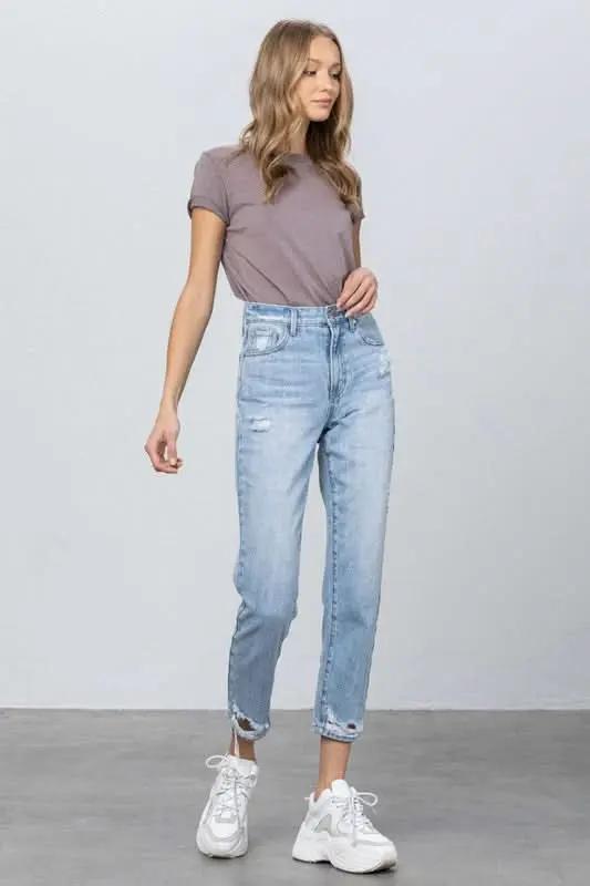 HIGH RISE TAPERED JEANS - Love Salve 