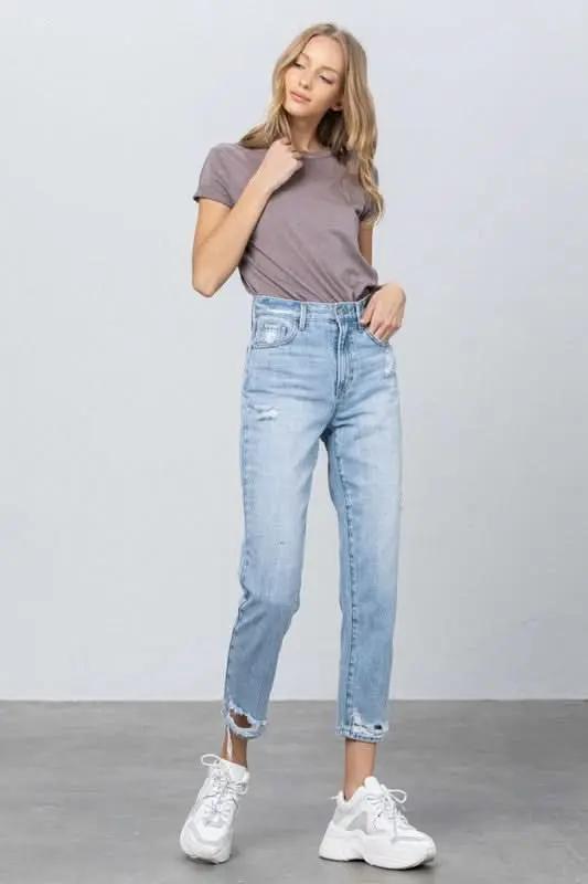 HIGH RISE TAPERED JEANS - Love Salve 