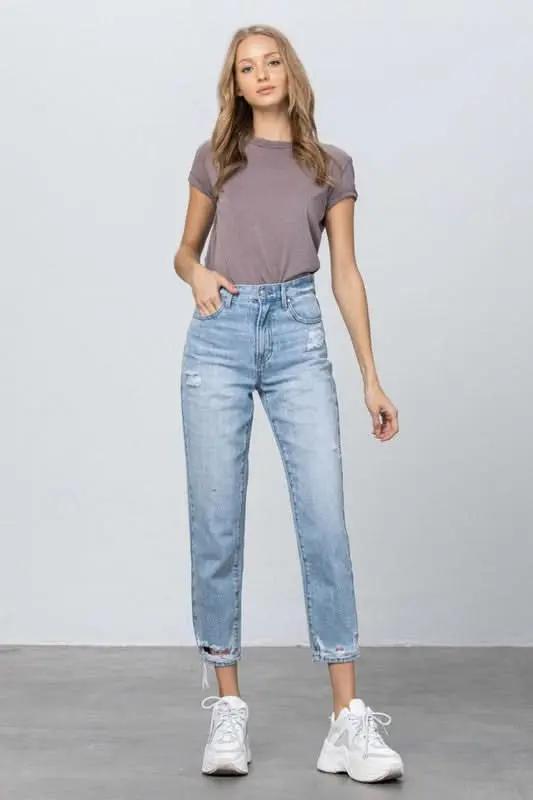 HIGH RISE TAPERED JEANS - Love Salve 